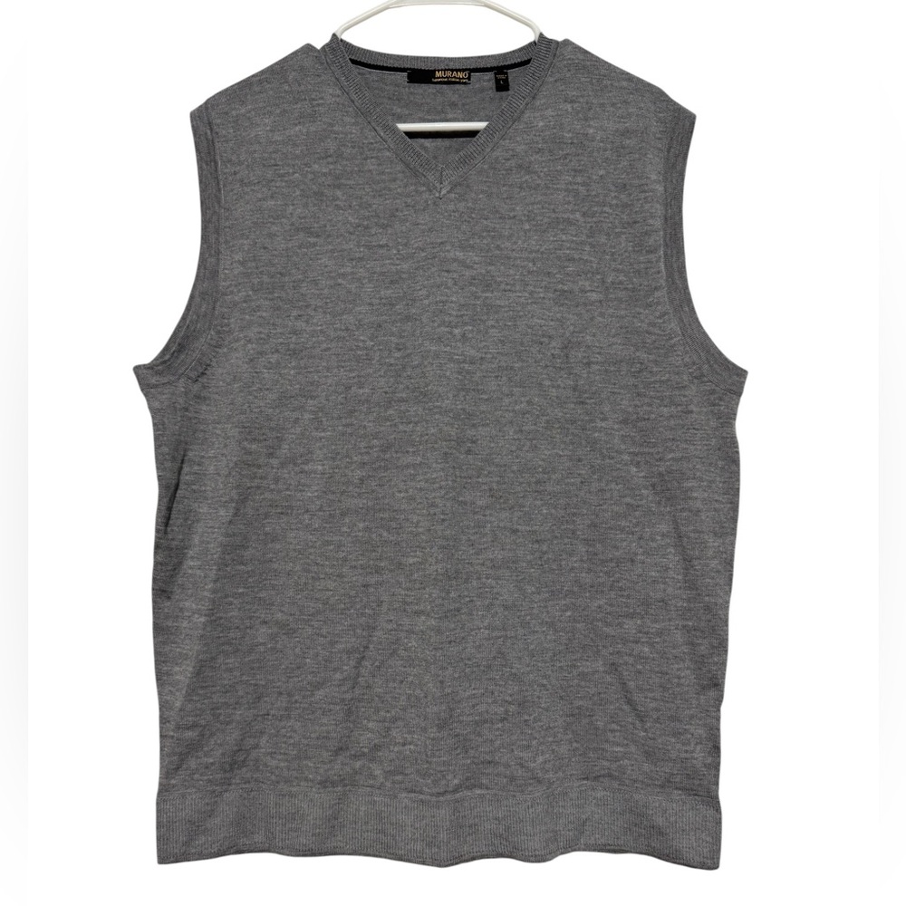 Murano‎ 100% Merino Wool Sweater Vest Gray Men Size L Grandpa Academia Preppy
